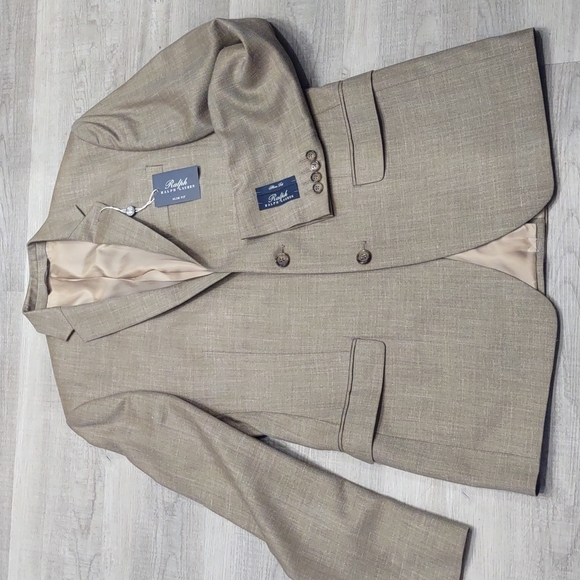 Ralph Lauren wool silk Linen Tan Beige Blazer Sport Coat Jacket New 40 Long 40L - Picture 1 of 9